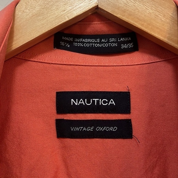 Nautica Vintage Oxford Shirt Coral Cotton Button Down Men’s 16.5 34/35 - Picture 2 of 9
